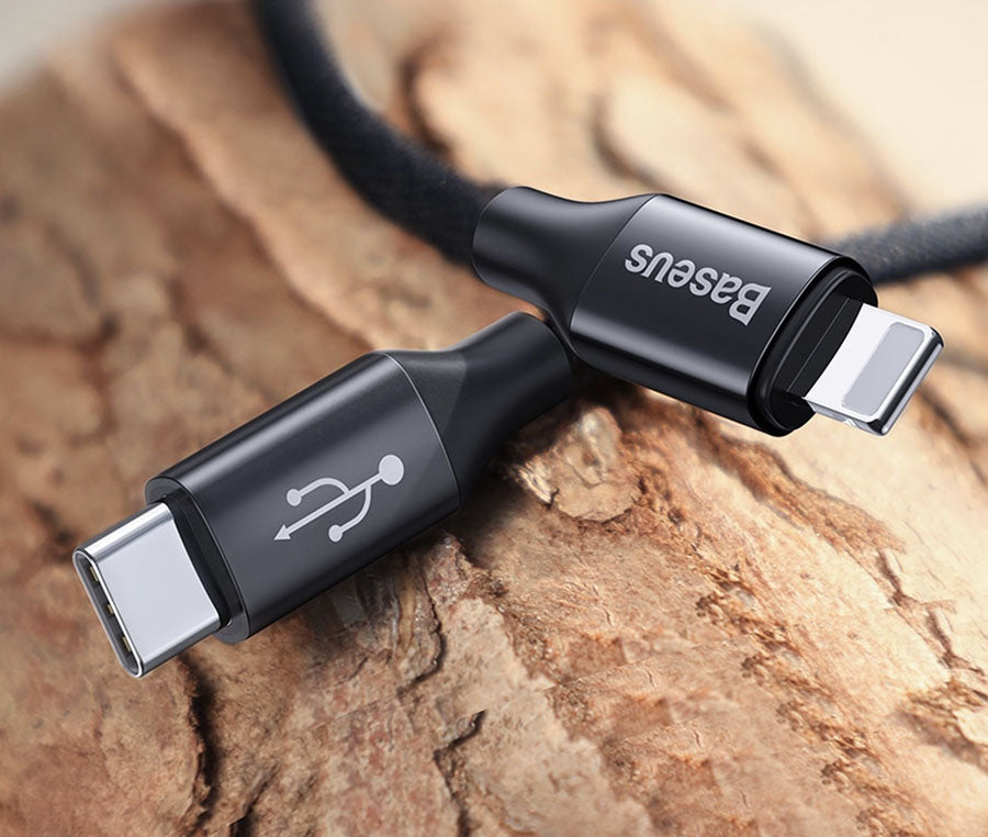 Câble USB BASEUS USB-C Vers Lightning Noir - Charge Et Transfert, Neuf, Pour IPhone/iPad