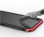 Coque iPhone X Luphie avec Verre Renforcé & Métal – Rouge / Noir